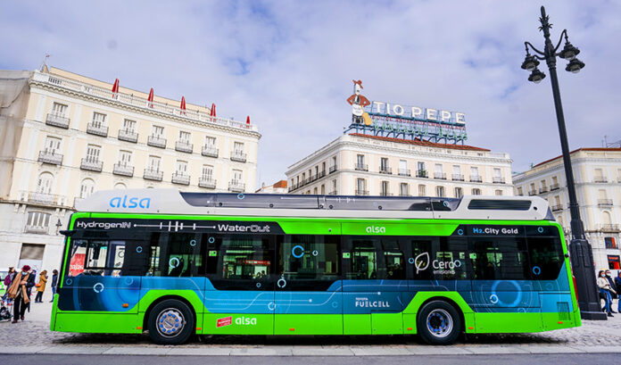 Autobús de hidrógeno en Madrid. Emisiones cero.
