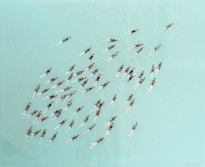 Soraya Cartategui Ruben Abstract Swimmers 663 Esmalte al agua sobre madera y resina epoxy 80 x 100 cm 2021 - "Art Madrid" inicia la semana del arte en Madrid