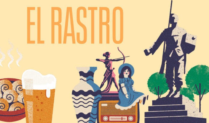 el rastro Madrid. SLIDEok mapa ilustrado de El Rastro de Madrid