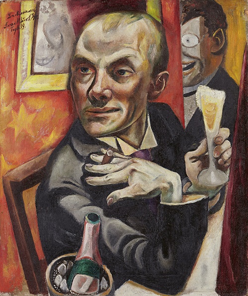 Max Beckmann, autorretrato con copa de champagne, 1019.