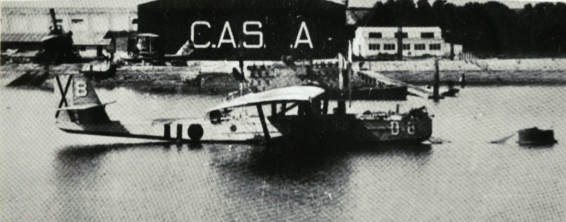 Dornier Wal de la Aeronáutica Naval frente a Construcciones Aeronaúticas Sociedad Anónima en Puntales, Cádiz. 1936.